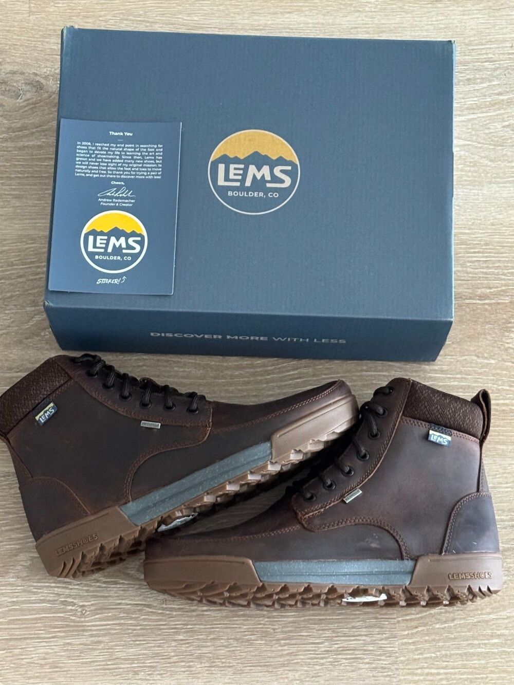 Lems Men's Boulder Summit Waterproof -RUGGED BARK Size 10